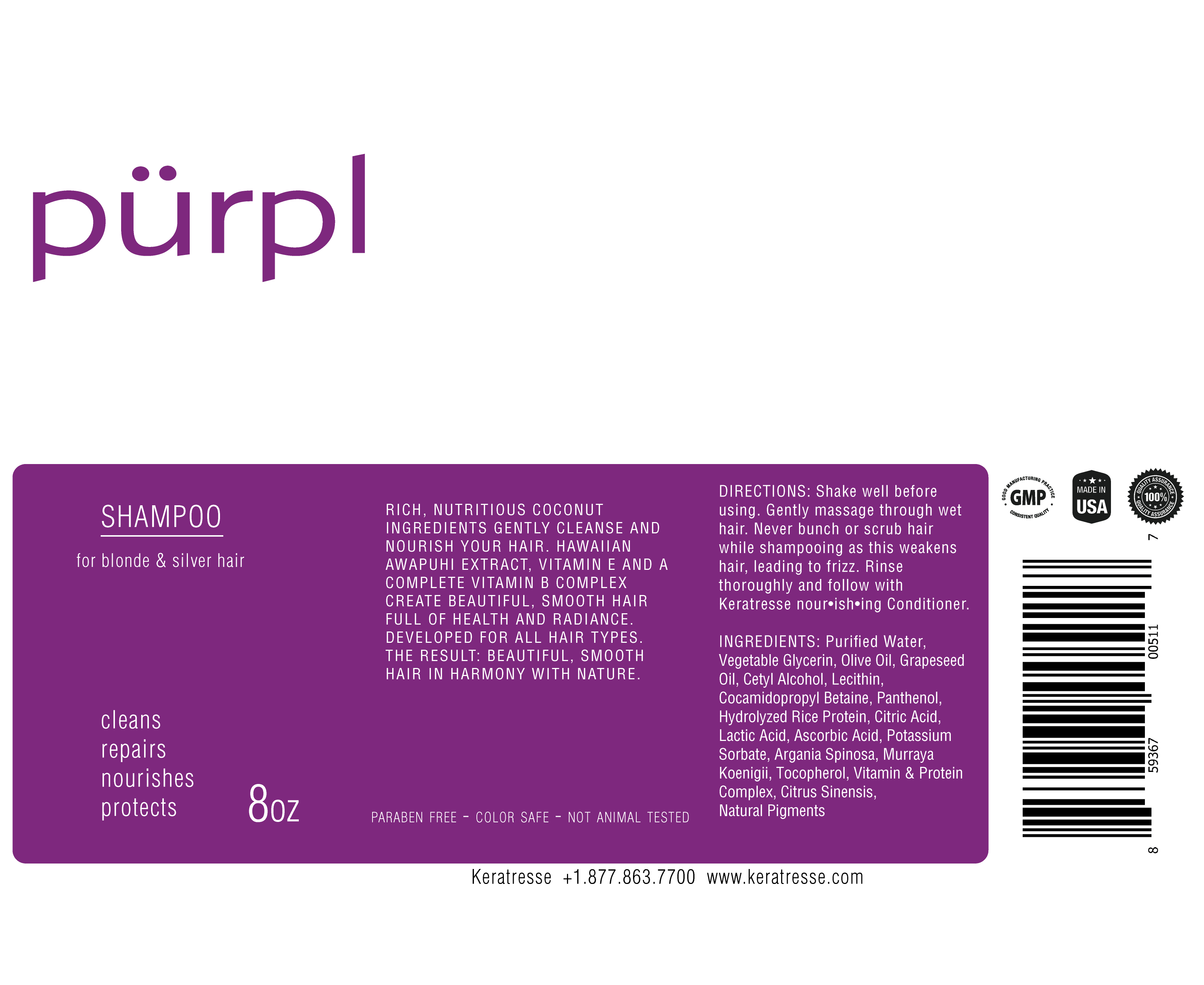 Purpl Shampoo Label